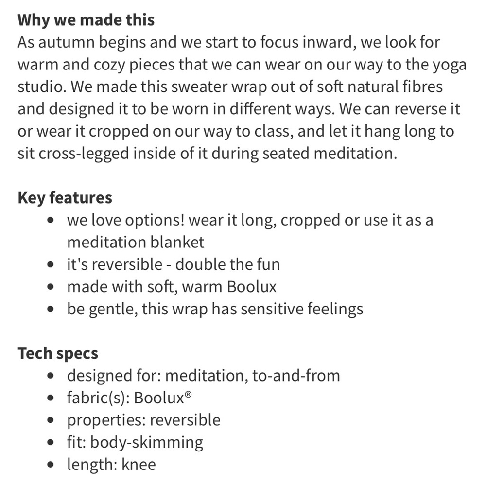 Lululemon Intuition Meditation Sweater Wrap in Black - Picture 13 of 13